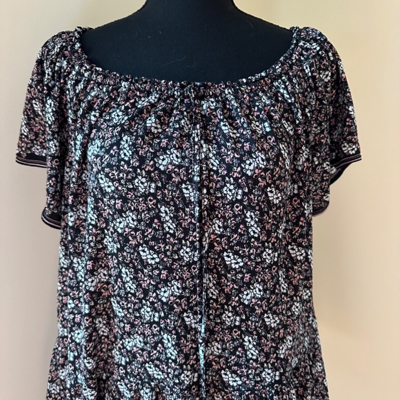 *MAX STUDIO* Pink x Black Floral Short Sleeve Dress Size Large - Picture 2 of 7